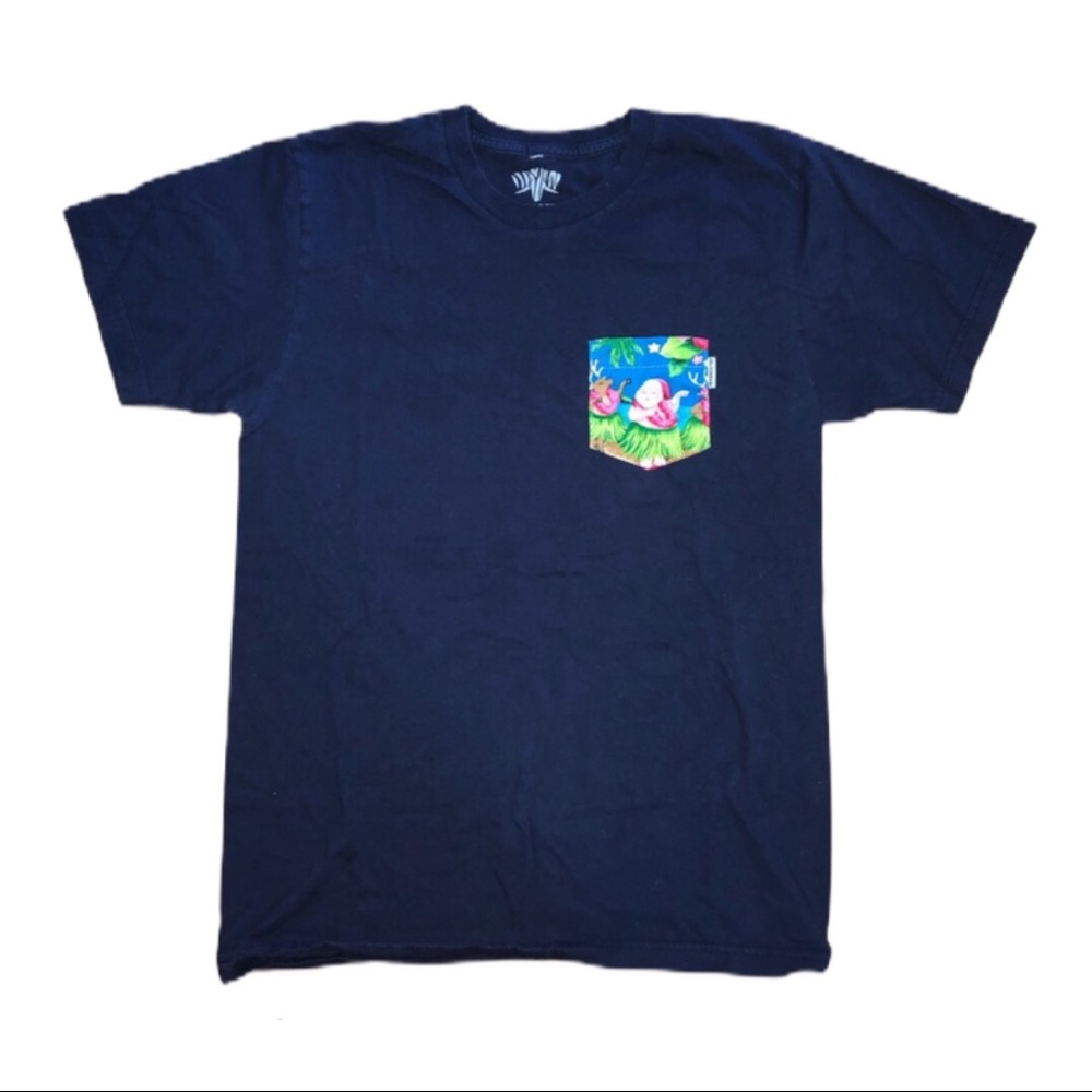 Serengetee Navy Blue Pocket Tee Santa Tropical